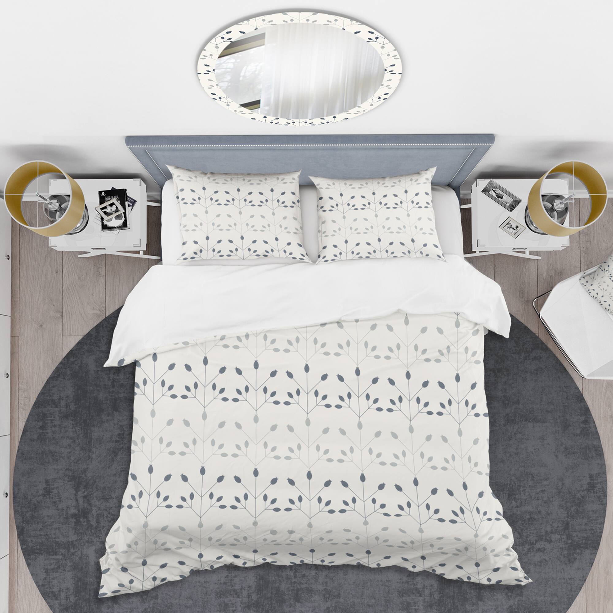 Designart 'Floral Retro Botanical Pattern I' Mid-Century Duvet Cover Set